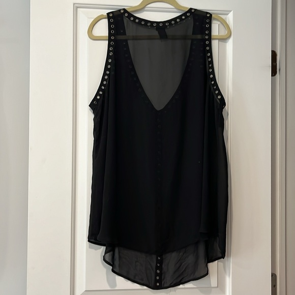 Sheer torrid Long Tank Top Black with Silver Rivets Size 2 gently used - Picture 4 of 4